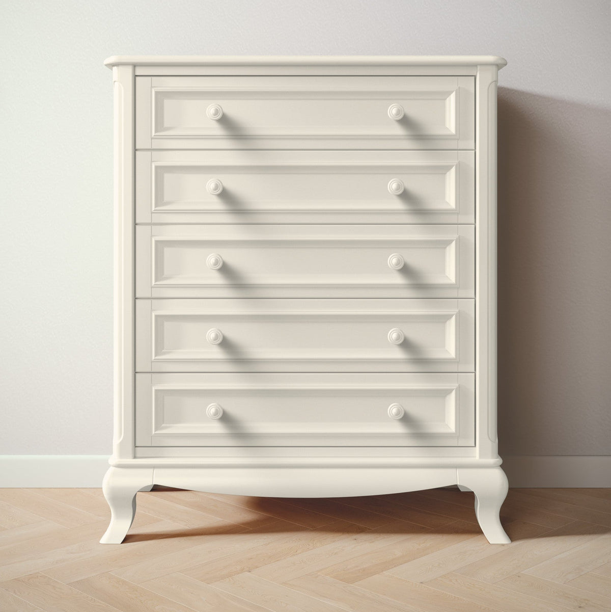 Antonio Tall Chest in Bianco Satinato finish