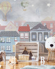 Blue Joyous Neighbourhood Wallpaper