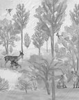 Foggy forest faun in grey Wallpaper