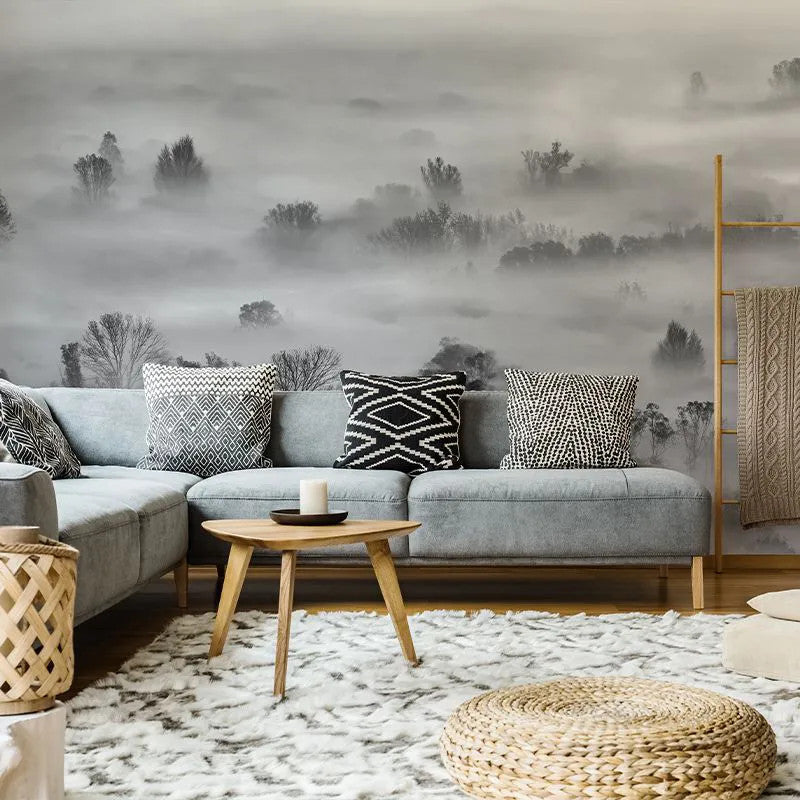 Foggy Landscape Grey Wallpaper