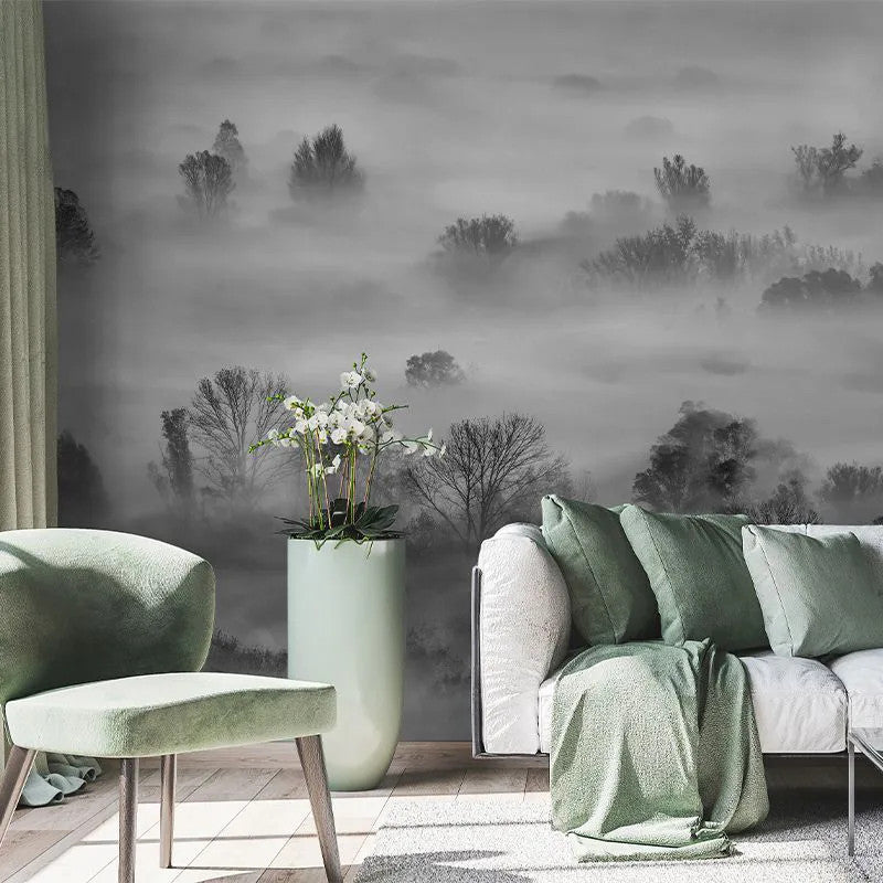 Foggy Landscape Grey Wallpaper