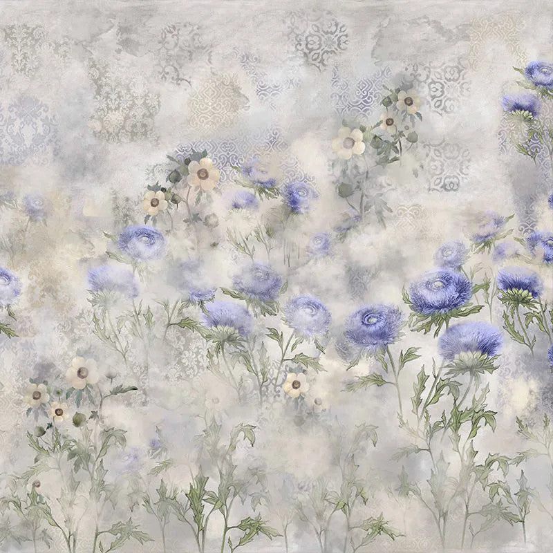Indigo Carline Bouquet Field Wallpaper