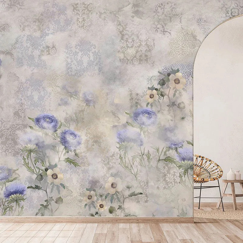 Indigo Carline Bouquet Field Wallpaper