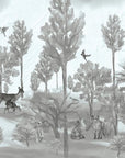 Foggy forest faun in grey Wallpaper