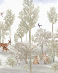 Foggy forest faun in color Wallpaper