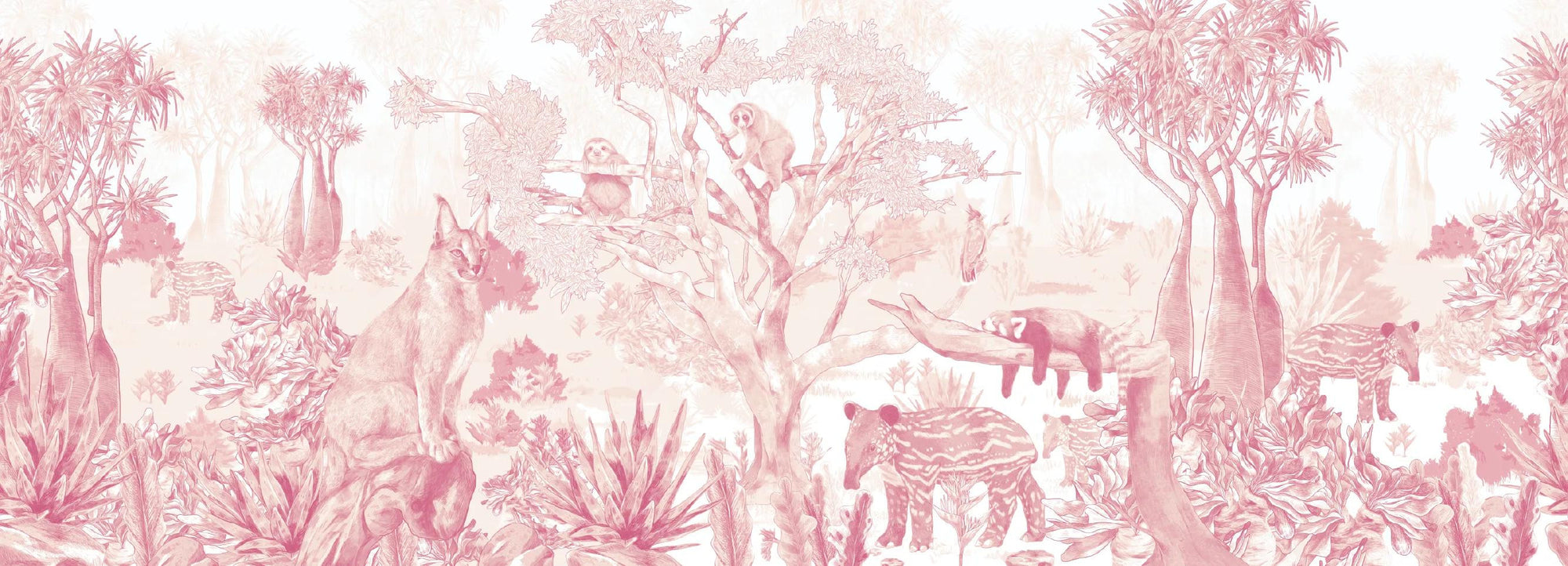 Sleepy Meadow in Pink Wallpaper