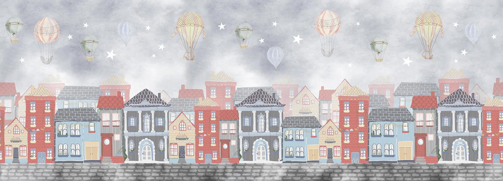 Blue Joyous Neighbourhood Wallpaper