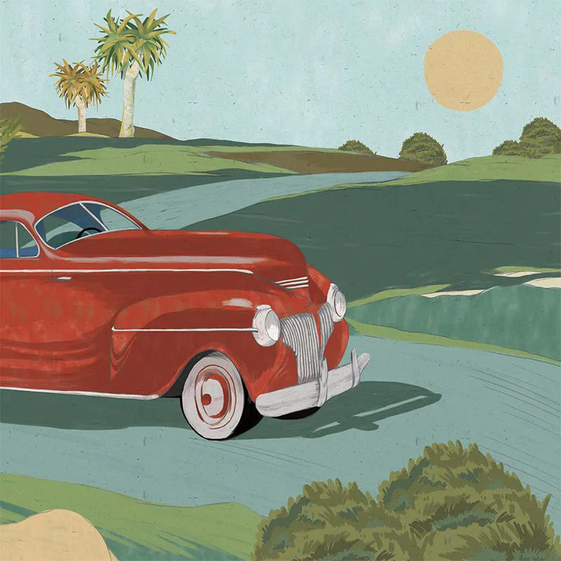 Retro cars (red) Wallpaper