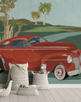 Retro cars (red) Wallpaper
