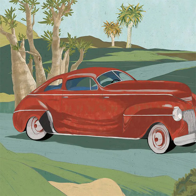 Retro cars (red) Wallpaper