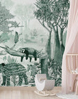 Sleepy Meadow in Green Wallpaper