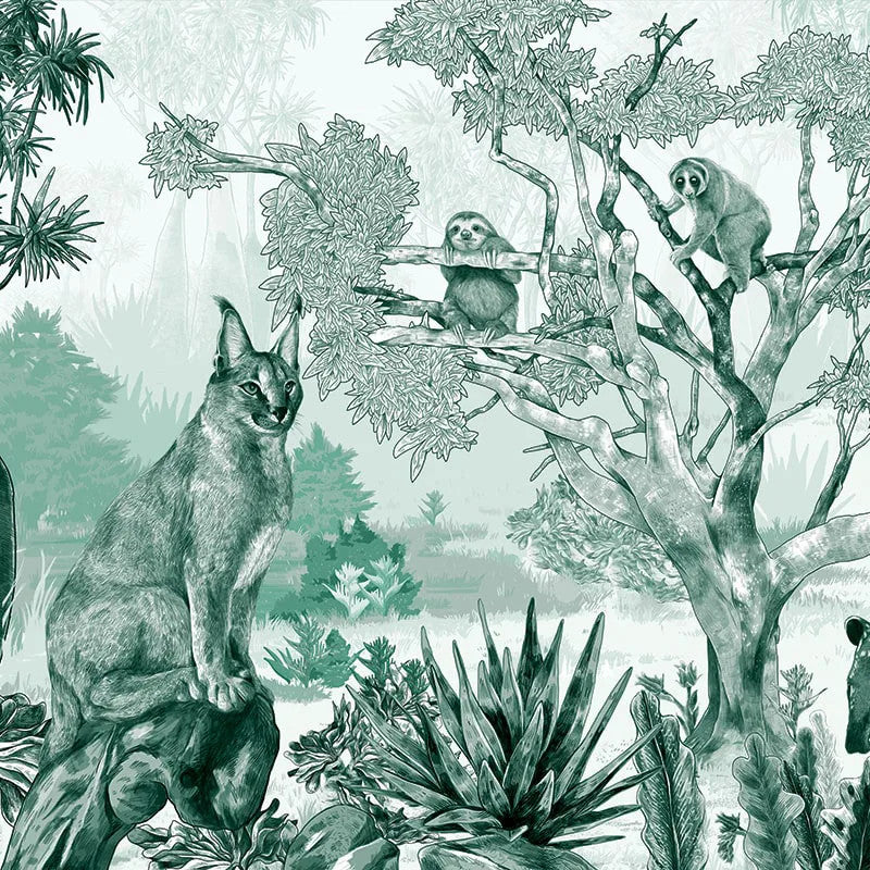 Sleepy Meadow in Green Wallpaper