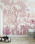 Sleepy Meadow in Pink Wallpaper