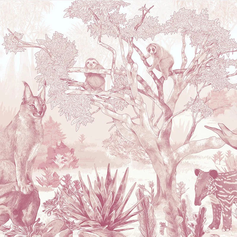 Sleepy Meadow in Pink Wallpaper