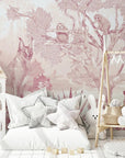Sleepy Meadow in Pink Wallpaper