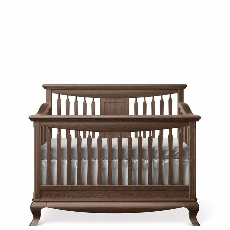 brown wood convertible crib open back