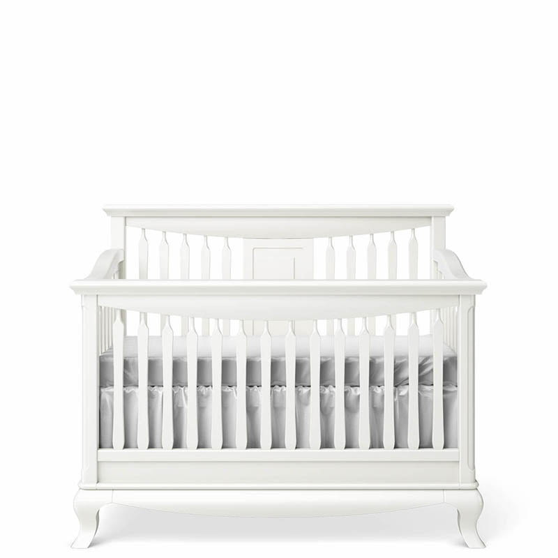 White Wood Open Back Convertible Crib