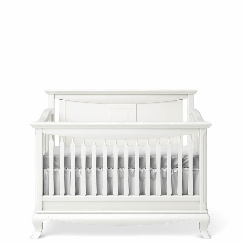 White Solid Wood Convertible Crib Solid Back