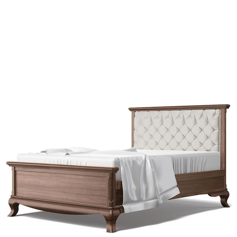 Tufted Full Bed Solid Wood Furniture Non-Toxic Finish