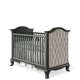 Espresso Classic Crib Tufted Beige Velvet