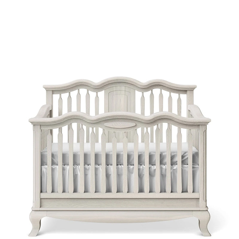 Washed White Wood Solid Convertible Crib