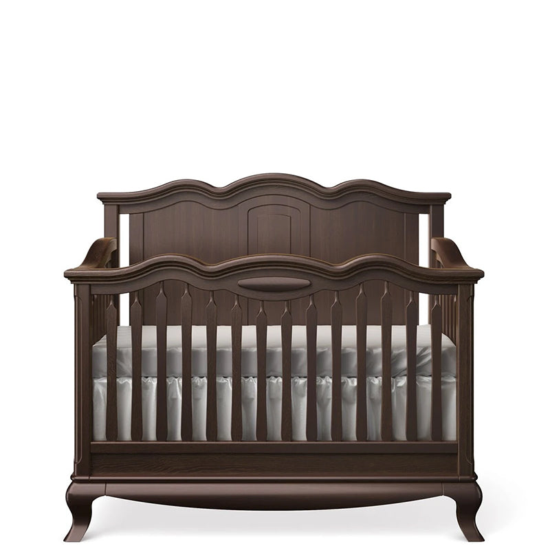 Brown Wood Convertible Crib Solid Back