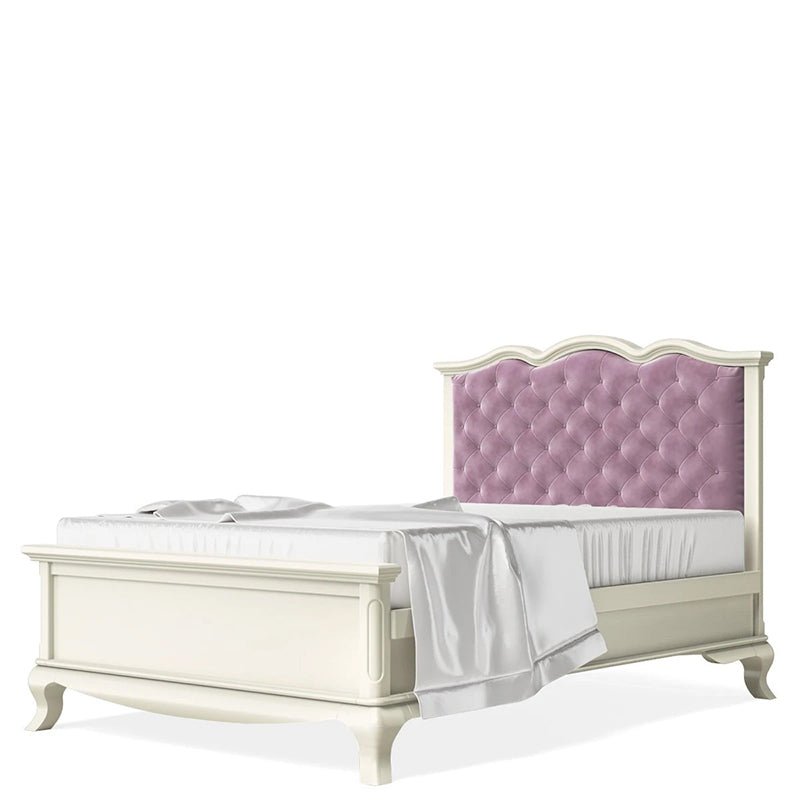 Solid Wood Full Bed Pink Tufted