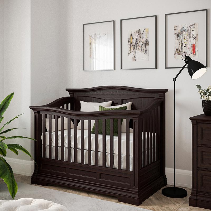 Imperio Convertible Crib Solid Back by Romina Furniture Baby Safe