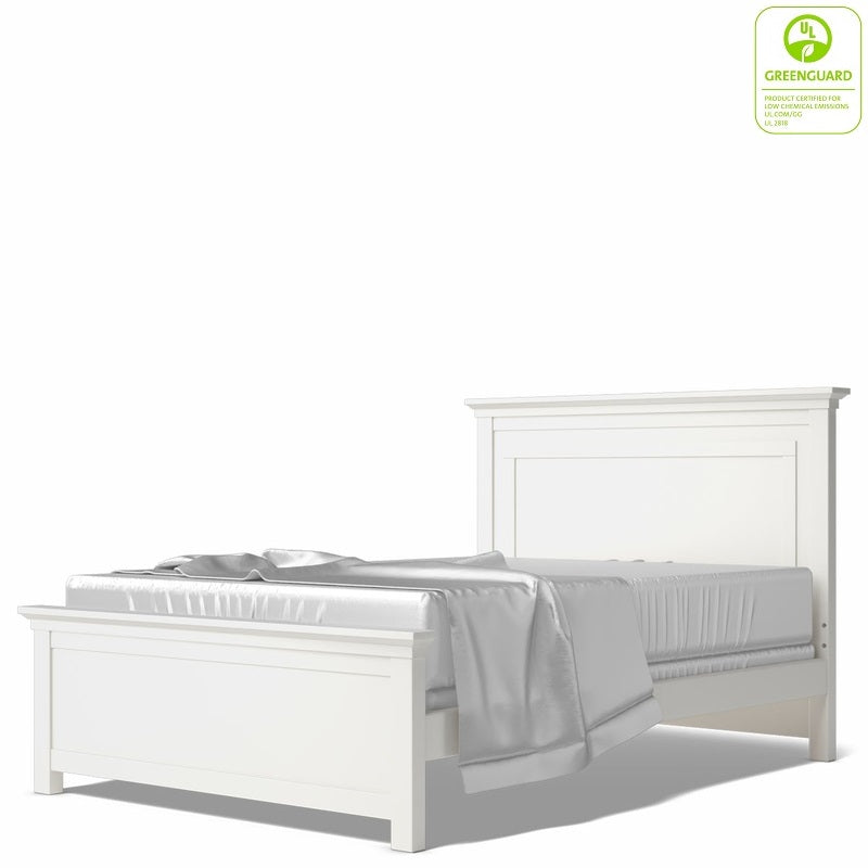 Full Bed with Solid Back White Color Solid Wood