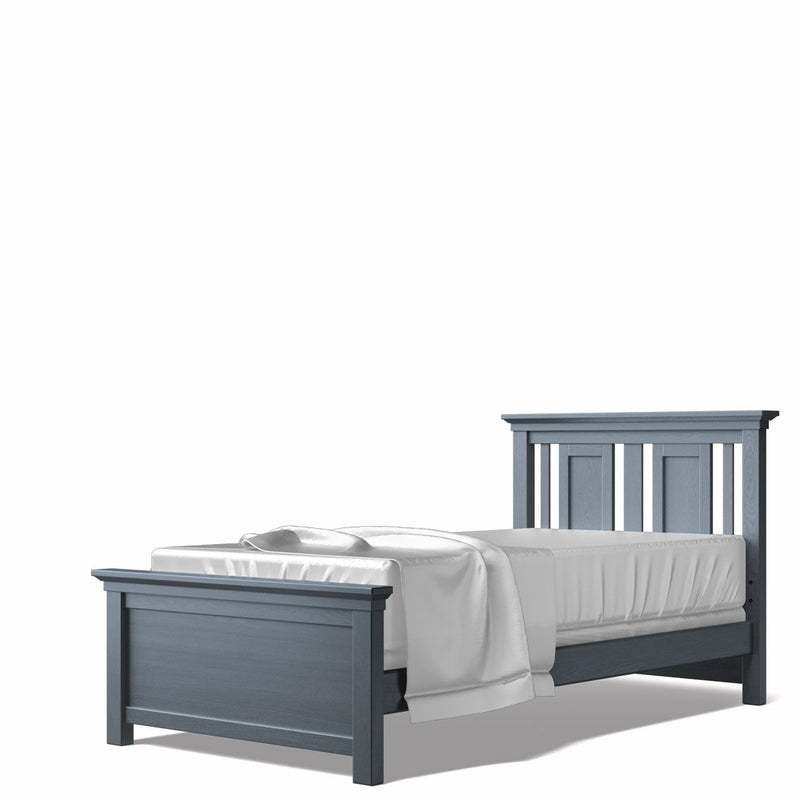 Washed Gray Twin Bed Luxury Bedroom Furniture 100% Solid Wood