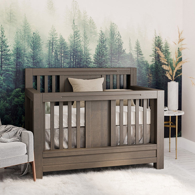 Luxury Baby Nursery Oil Gray Convertible Crib Solid Wood