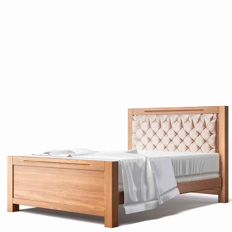 Solid Wood Full Bed Tufted Luxury Bedroom Furniture